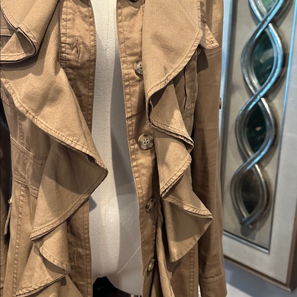 Stylish Tan Ruffle Jacket - Picture 2 of 8
